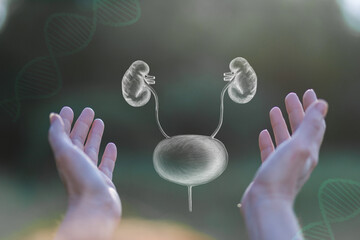 The concept of care and health of the kidneys and bladder.
