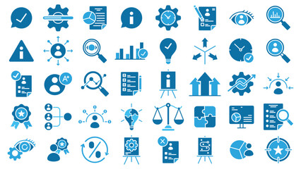 Assessment and action plan icon collection solid vector design
