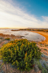 Romanos Beach near Voidokilia beach, lagoon with beaches in mediterranean, Ionian Sea, Pylos town , Greece.