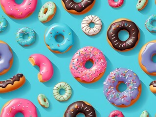 seamless pattern sweet donut with sprinkels  background