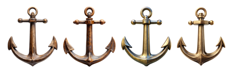 Set of Anchor isolated on transparent background, cut out