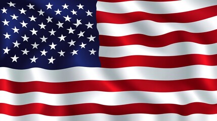 Waving flag of the United States of America - 3D rendering of the American flag with a moving texture