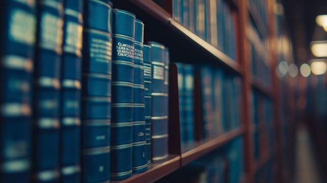 legal code book on a library shelf, library lighting