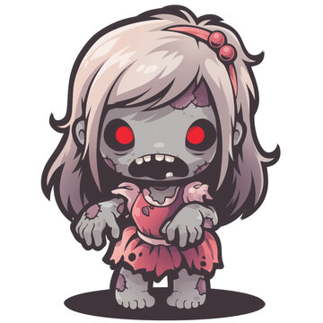 recommend clip art: Zombie ballerina doing a clumsy twirl, a  lighthearted cartoon of a zombie ballerina in a tattered tutu, attempting a wobbly twirl, halloween, transparent background