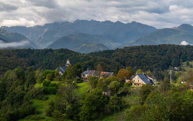 Mountain village in the Ariege Pyrenees in south-west France