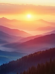 Obraz premium Serene Sunrise Mountain Landscape