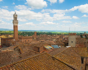 Siena Toscana aerial view on a beautiful day 