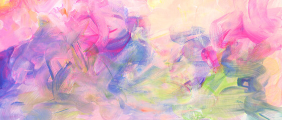 Art Watercolor and Acrylic hand drawn brushstroke smear blot painting wall. Abstract texture bright...