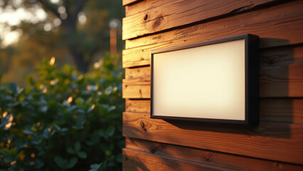 Blank White Canvas on Wooden Wall with Shadows