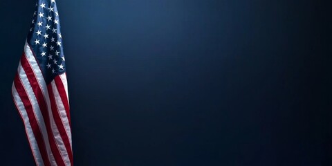 American flag displayed against a dark blue background with ample copy space for design purposes