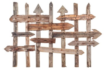 Obraz premium A set of wooden signs with various designs and messages on a white background