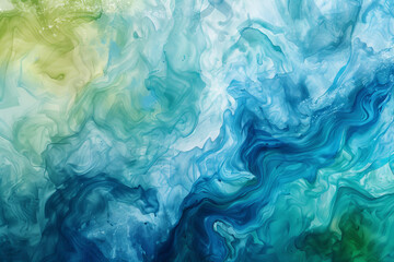 Obraz premium A painting of a blue ocean with green waves