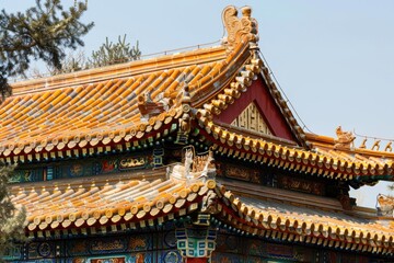Fototapeta premium A clock tower on top of a building, a common urban landmark