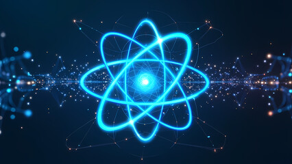 Stylized Representation of an Atom with Luminous Electron Orbits