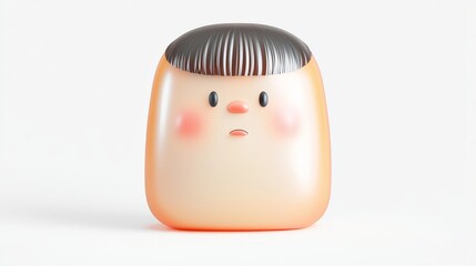 An adorable cute cartoon character designed with rounded features and short, joyful hair