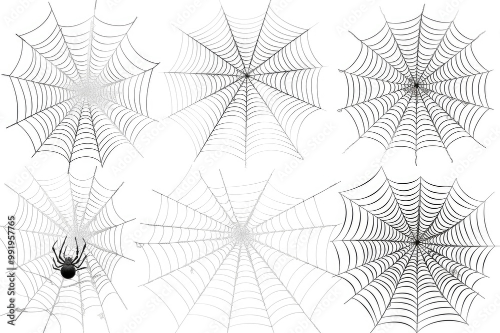 Poster Close-up view of stacked spider webs on top of each other, great for background or texture usage