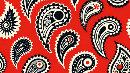 Paisley Pattern on Red Background