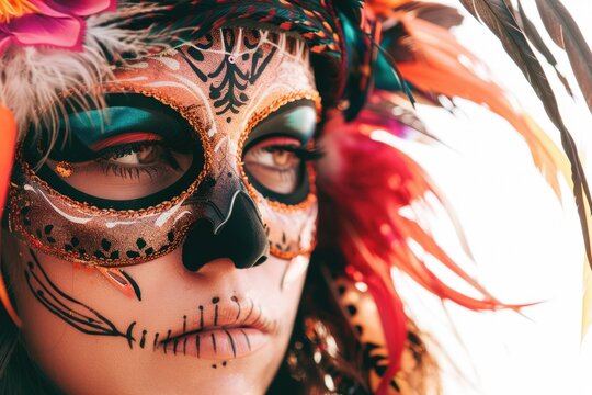 A close-up shot of a person wearing a mask, ideal for use in scenes where identity is hidden or concealed