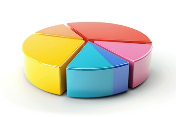 Fototapeta premium 3D Pie Chart Photographed Against White Backdrop
