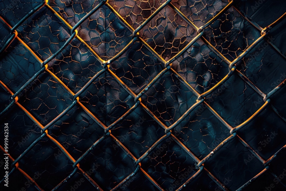 Poster a close-up view of a chain link fence