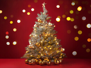 Christmas tree with red background