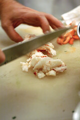 Meal prep of lobster for soup