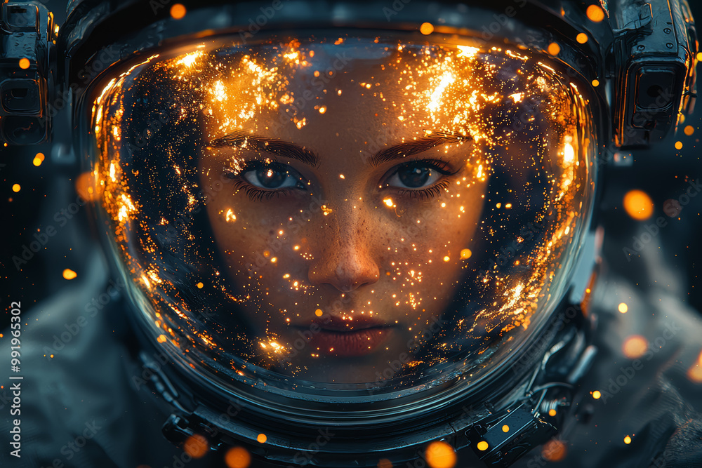 Wall mural an astronaut's form combined with the vastness of space, representing exploration and the unknown th