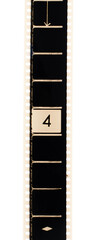 Obraz premium Vertical vintage movie reel tail with countdown number four on transparent background