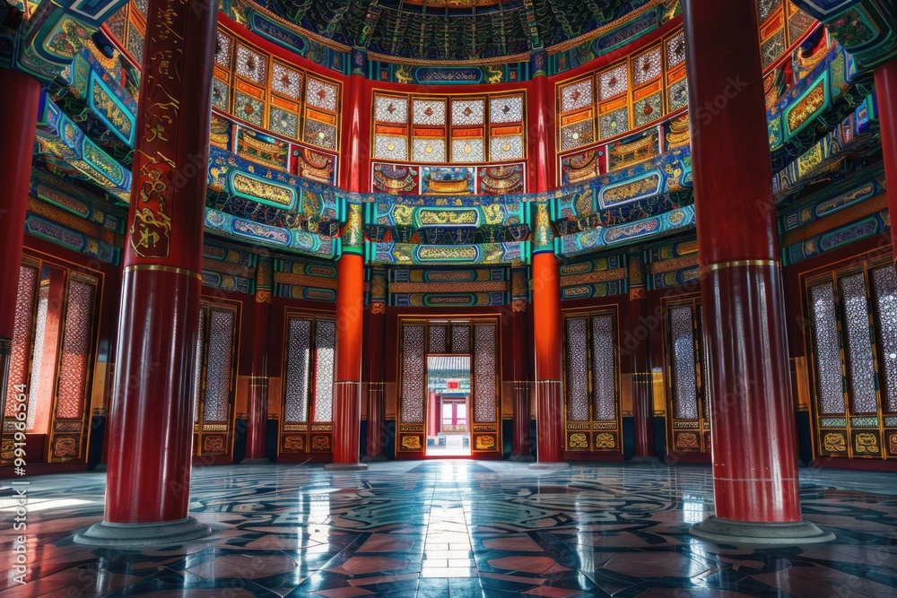 Poster A large room filled with numerous columns