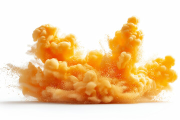 An energetic burst of orange smoke billows outward, creating an engaging backdrop. The swirling shapes and vivid colors offer a lively texture perfect for artistic projects or wallpapers