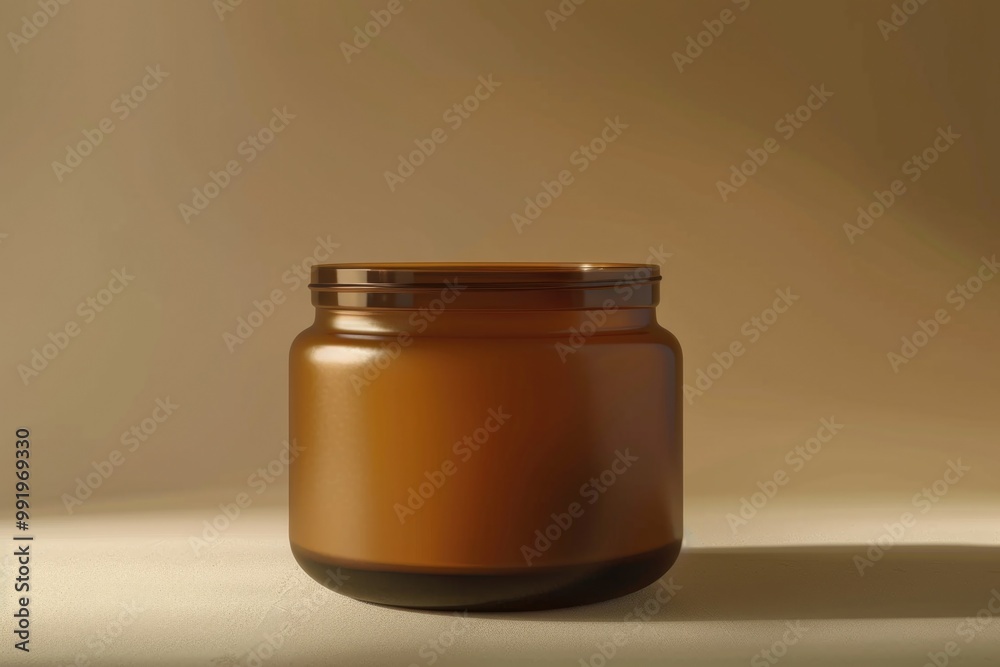 Poster a brown glass jar with a brown lid, perfect for storing or displaying small items