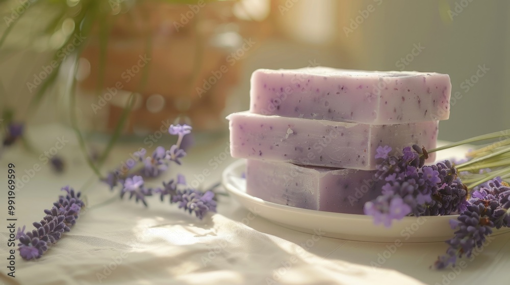 Aufkleber a stack of soap bars arranged neatly on a white plate