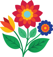 Vibrant flowers colorful vector illustration.