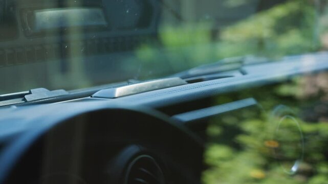 The blue charging lights inside a Hybrid vehicle.