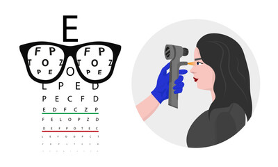 Ophthalmology. Eye pneumotonometer. Eye examination and testing