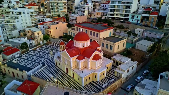 Aerial View Of Church of St. Catherine In Sitia, Greece.