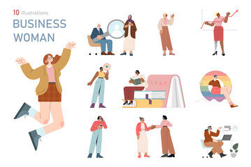 business woman. Flat Vector Illustration