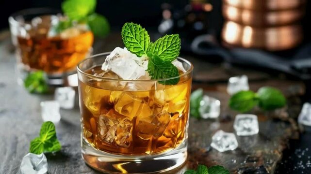 drink with ice and mint