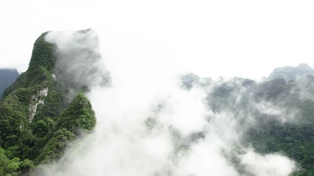 Time lapse of clouds at mountain in Khlong Phanom National Park