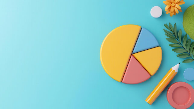 Customer data analysis, pie charts and customer icons, 3D illustration