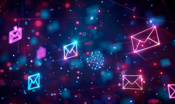 Exploring Modern Connectivity: A Vibrant Visual of Contact Us Icons on a Virtual Screen, Emphasizing Email and Call Communication in Today's Digital Landscape
