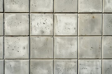 Seamless concrete wall made of square concrete tiles, featuring a textured surface with a mix of light and dark shades. The tiles are arranged in a grid pattern.