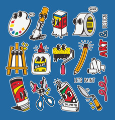 retro art supplies cartoon character