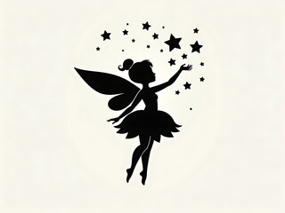 Silhouette of a fairy sparkling stardust. 