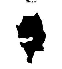 Struga municipality blank outline map