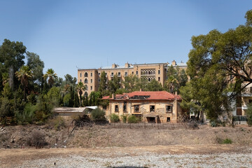 Old houses in Nicosia (Lefkosa) between two parts of devided capital buffer zone between South and...