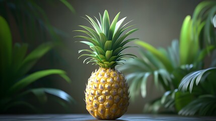 Fototapeta premium Ultra-Realistic Pineapple Image Showcasing Sharp, Detailed Features and Lush Tropical Colors