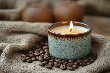home fragrance products, a warm coffee-scented candle brings coziness to any space, setting a calming and welcoming tone for relaxation