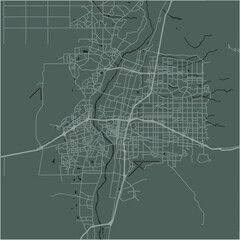 Map of Albuquerque in New Mexico in a smooth dark style. Contains layered vector with roads water, parks, etc.
