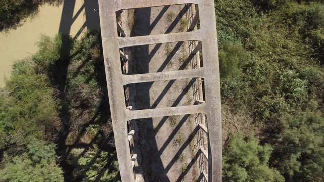 Overhead View of a Monumental Fascist-Era Bridge in Italy